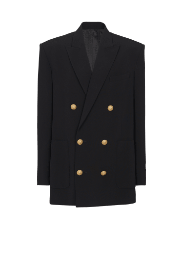 Crepe jacket with double-breasted button fastening
