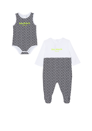 Balmain Kids logo-embroidered cotton babygrow set - White