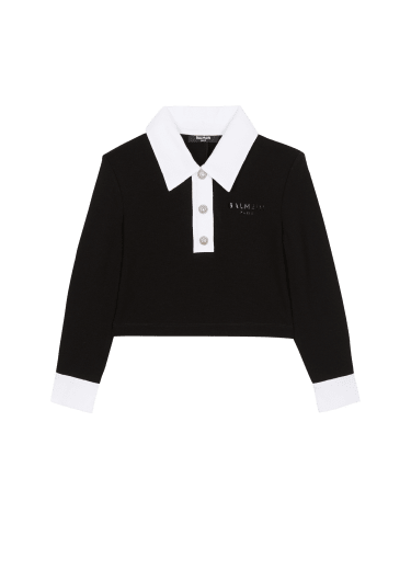 Sweat-shirt bicolore Balmain Paris à col polo