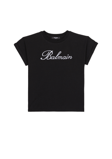 Short-sleeved Balmain Signature rhinestone T-shirt
