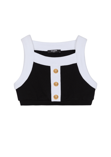 Top bicolore con bottoni