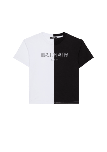 Two-tone T-shirt with vintage Balmain print