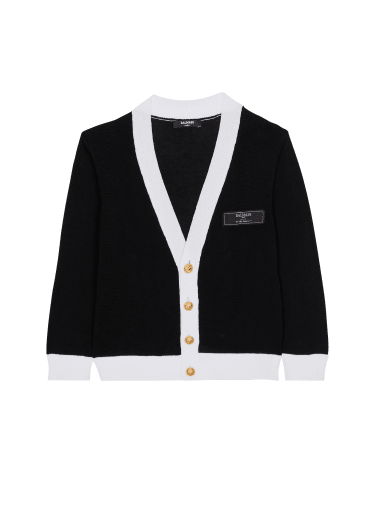 Cardigan bicolore in maglia