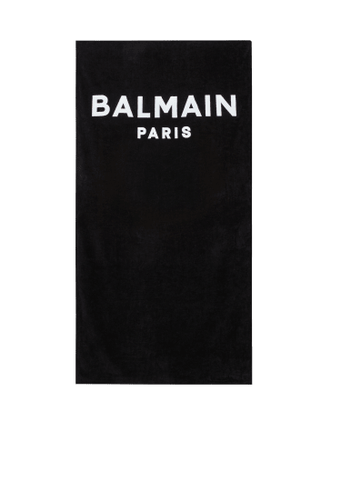 Beach towel with white Balmain logo print