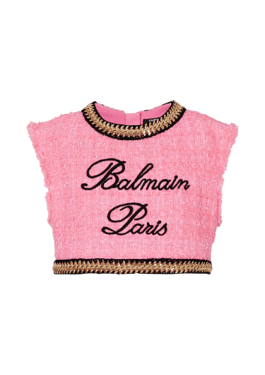 Balmain シグネチャー ツイード＆チェーン トップ