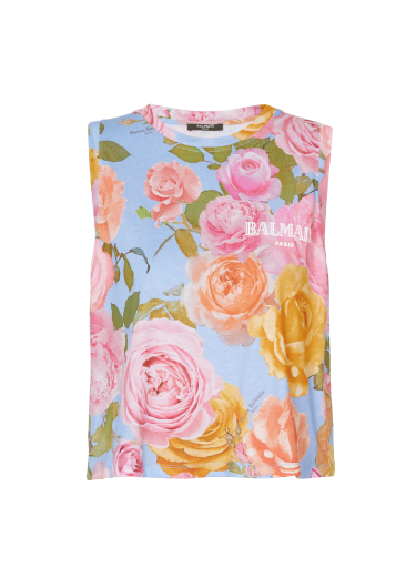 Camiseta sin mangas con estampado Pastel Roses 