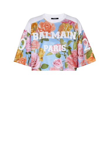  T-shirt Balmain Baseball imprimé Pastel Roses 