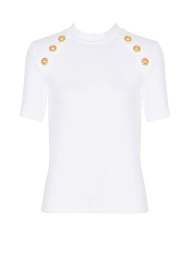 6-button knit T-shirt