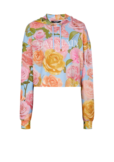 Vintage Balmain hoodie with Pastel Roses print 