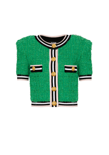 Balmain tweed knit cardigan - Green