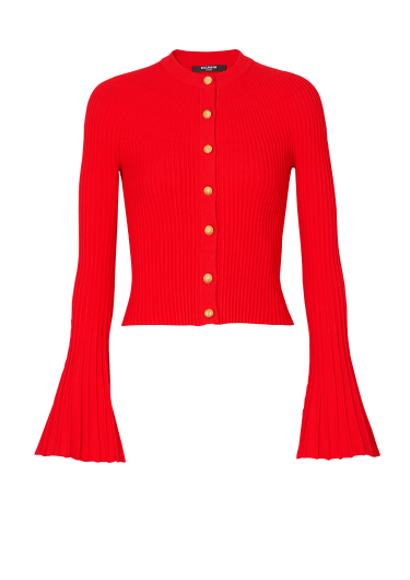 Pleated knit cardigan