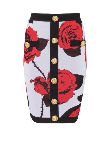Red Roses skirt with buttons
