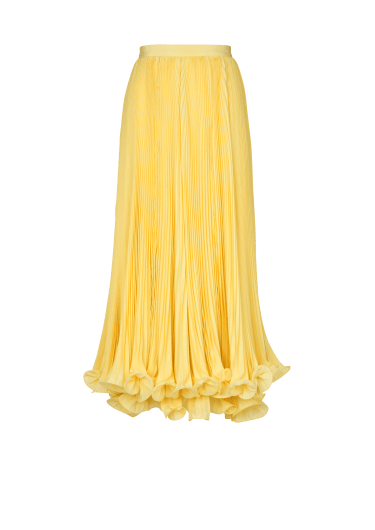 Long pleated skirt with ruffles