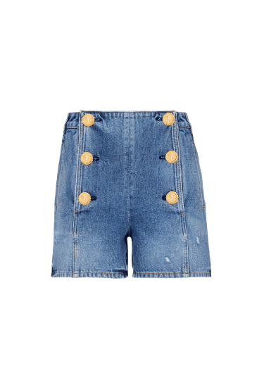 Shorts in denim con bottoni