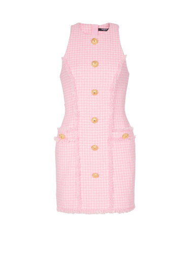 Gingham tweed dress