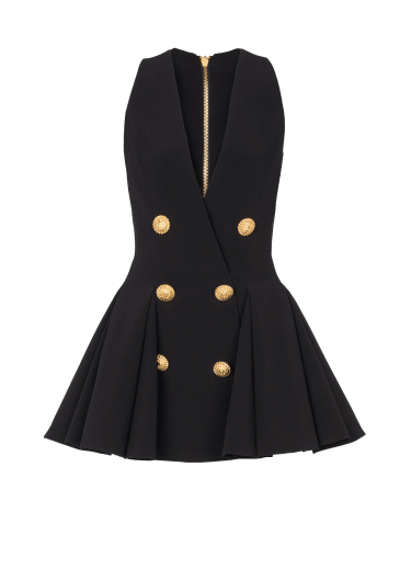 Double-jersey flared dress with bow patches