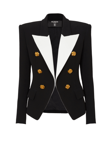 로즈 버튼 장식 피티드 핏 재킷