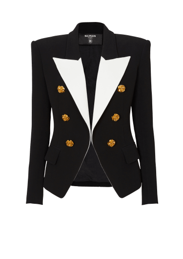 Black Crepe Blazer With Flap Pockets: Women's Luxury Jackets