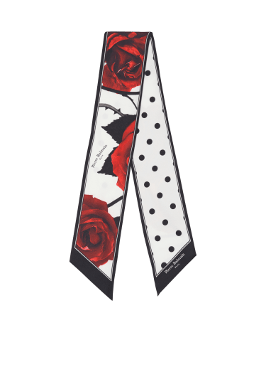 Bandana con stampa rose rosse e pois