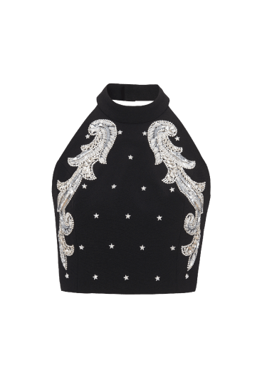 Backless Baroque embroidered top