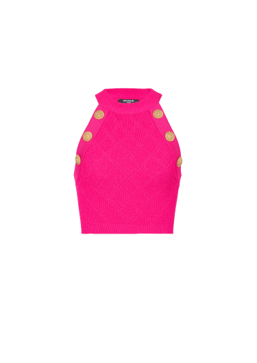 6-button knit tank top