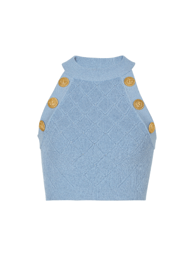 6-button knit tank top