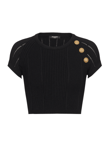 3-button fine knit top