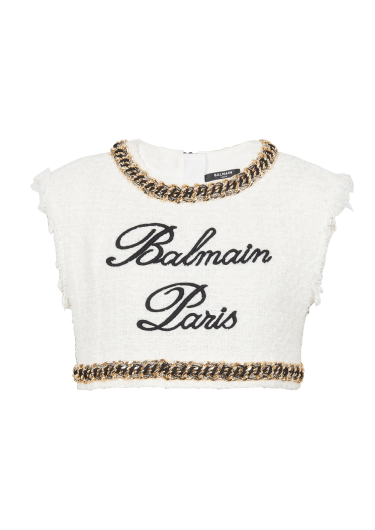 Camiseta sin mangas Balmain Signature de tweed