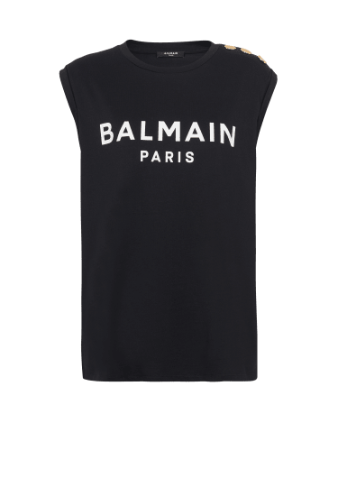 Camiseta sin mangas con estampado Balmain Paris