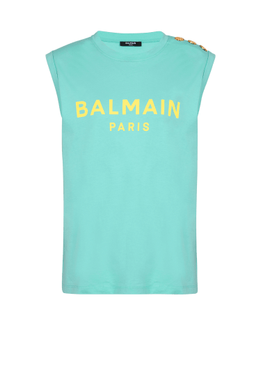 Camiseta sin mangas con estampado Balmain Paris