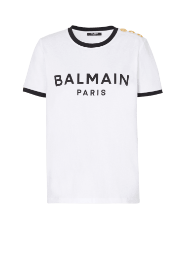 BALMAINバルマン ラウンドネックプリント半袖Ｔシャツ ブラック レディース