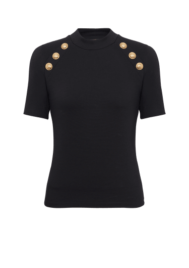 6-button knit T-shirt