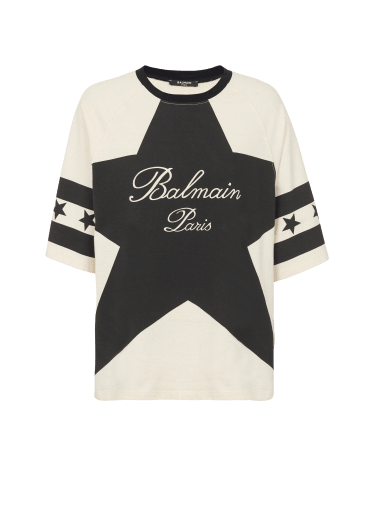 Balmain Signature T-Shirt mit Sternen