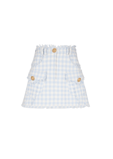 Gingham tweed A-line skirt