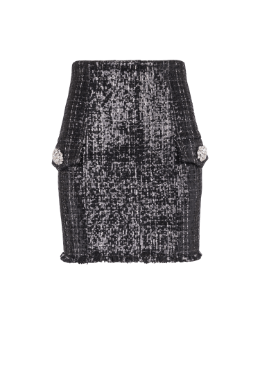 Short skirt in sequinned tweed