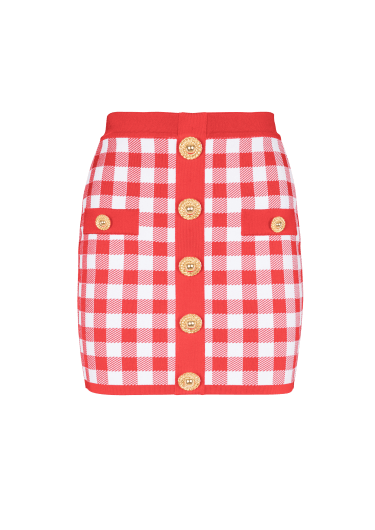 Fine-knit gingham skirt