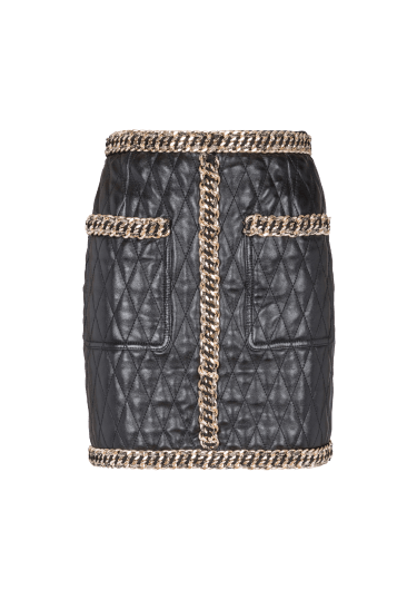 Quilted leather skirt with chains