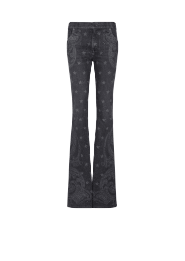 Star and paisley print denim jeans 