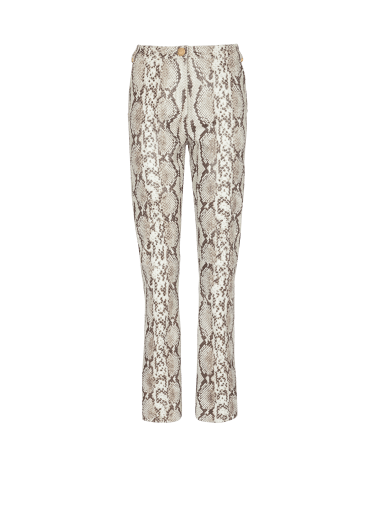 Snakeskin-effect leather trousers
