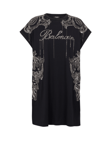 Balmain Signature chain embroidered T-shirt dress