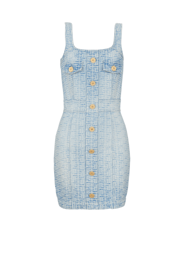 Abito corto in denim con monogramma