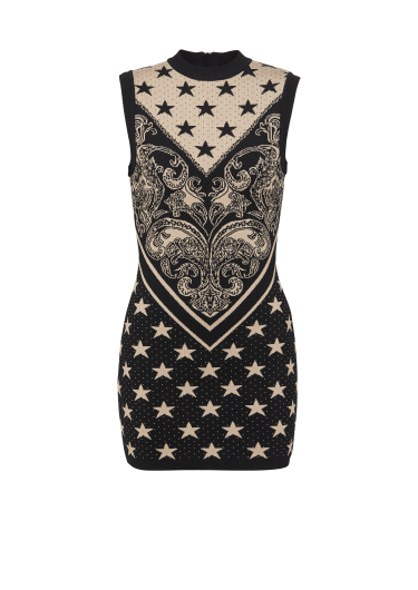 Monogram and star knit short dress