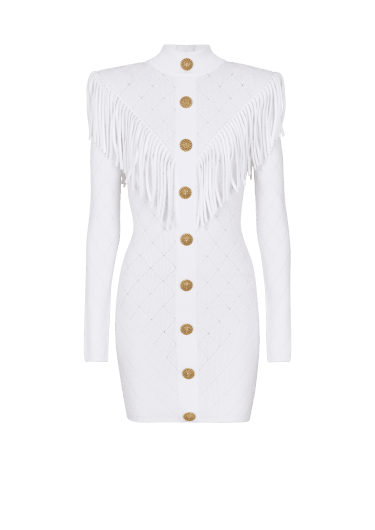 Kurzes Strickkleid mit Fransen