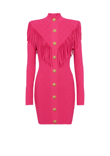Short fringed fine knit dress