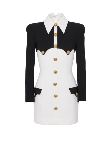 Robe boutonnée courte en crêpe