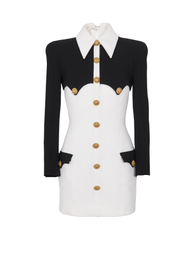 Short buttoned crepe dress