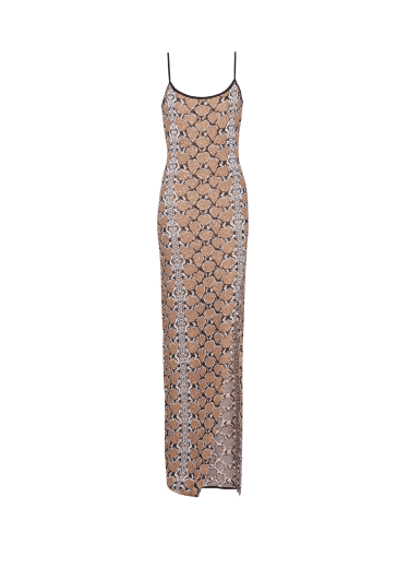 Long strappy snakeskin knit dress