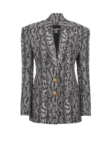 2-button jacquard snakeskin jacket