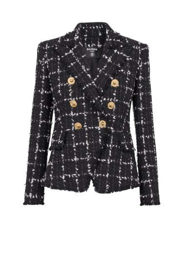 Check tweed 6-button jacket