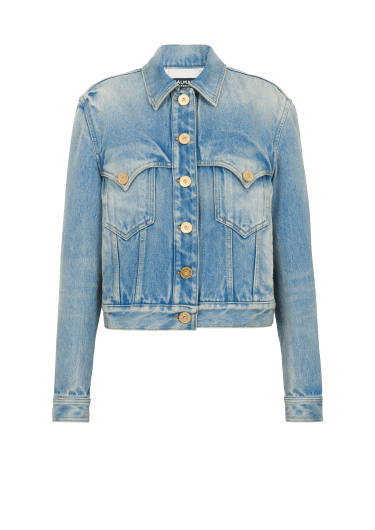 Versace | Men Monogram Cotton Denim Jacket Light Blue 52